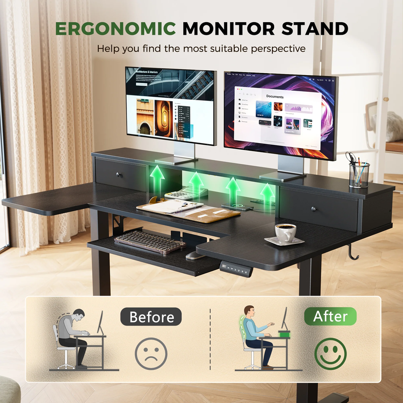 55-inch U-Shaped Electric Standing Desk
