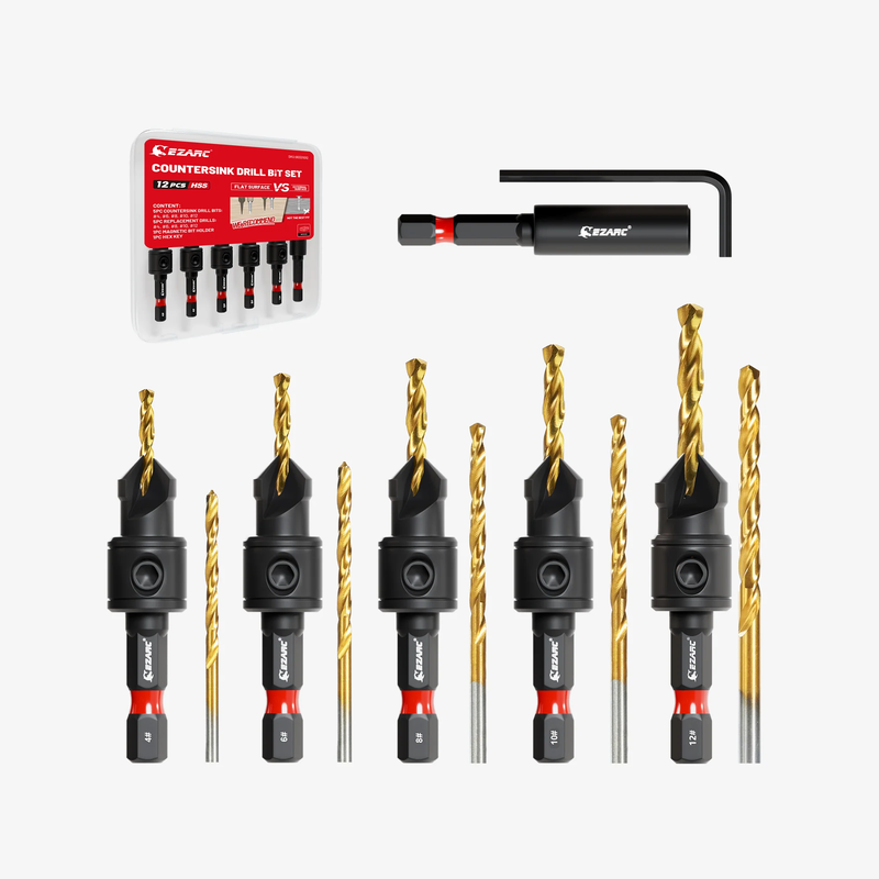 Two-Flute Titanium-coated Countersink Drill Bit Set