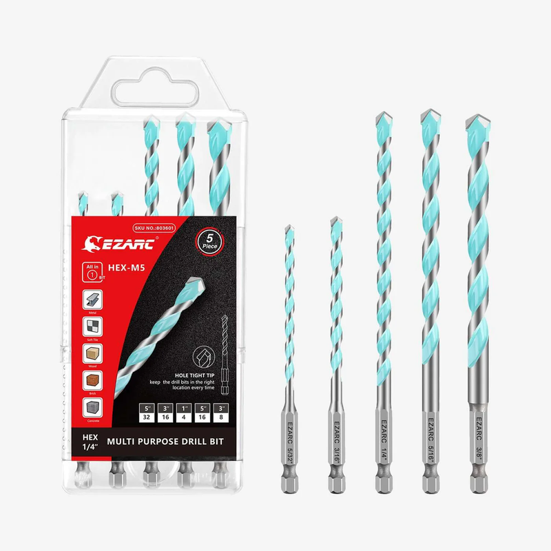 Hex Shank Tungsten Carbide Tipped Multi-Purpose Drill Bit Set